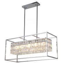 Worldwide Lighting Corp W83661C32 - Franklin 12-Light Chrome Finish Rectangular Crystal Chandelier 32 in. L x  13 in. W x 36 in. H Large