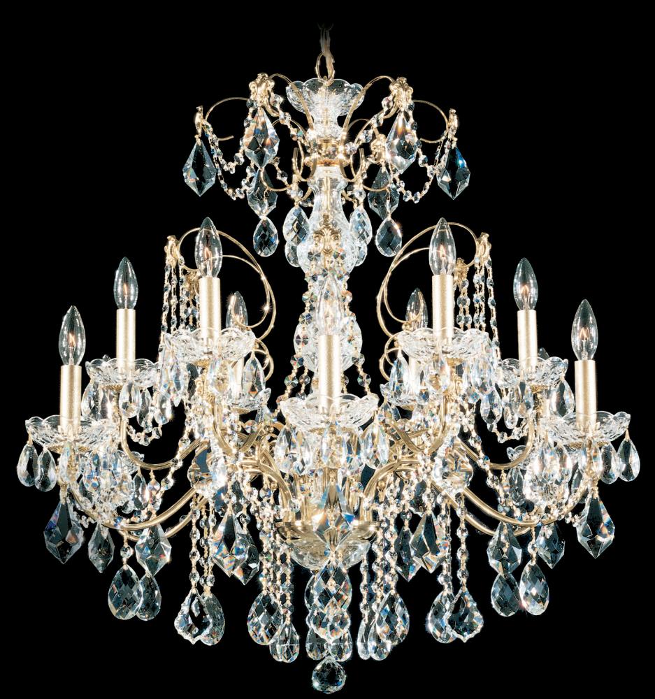 Century 12 Light 120V Chandelier in Jet Black with Clear Heritage Handcut Crystal