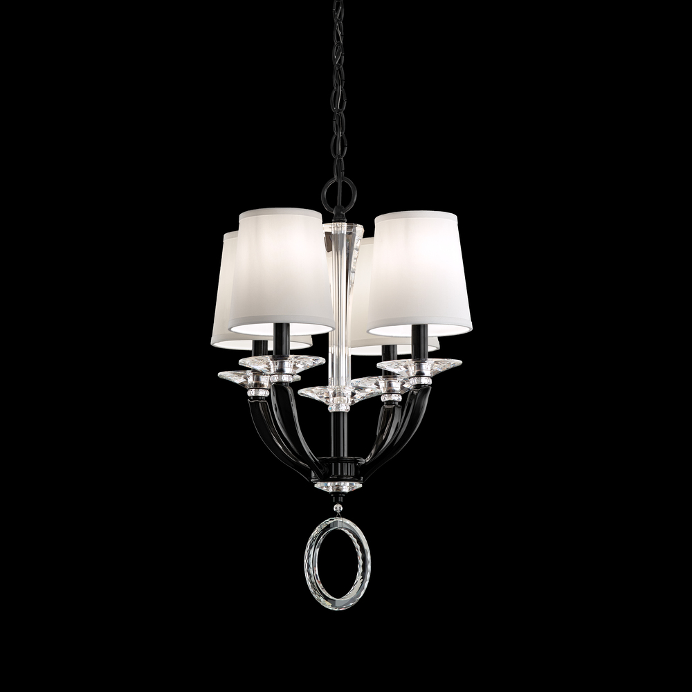 Emilea 4 Light 120V Mini Pendant in Jet Black with Clear Optic Crystal