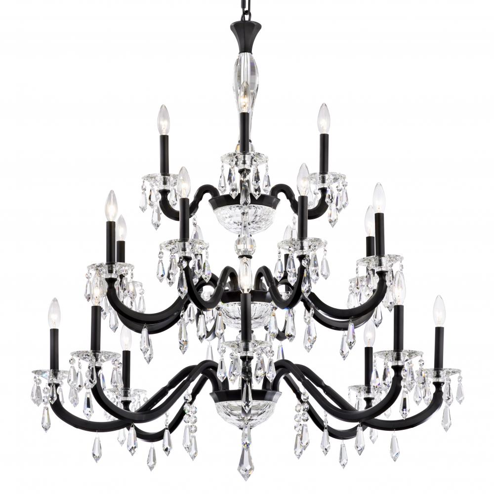 Napoli 20 Light 120V Chandelier in Antique Silver with Clear Radiance Crystal