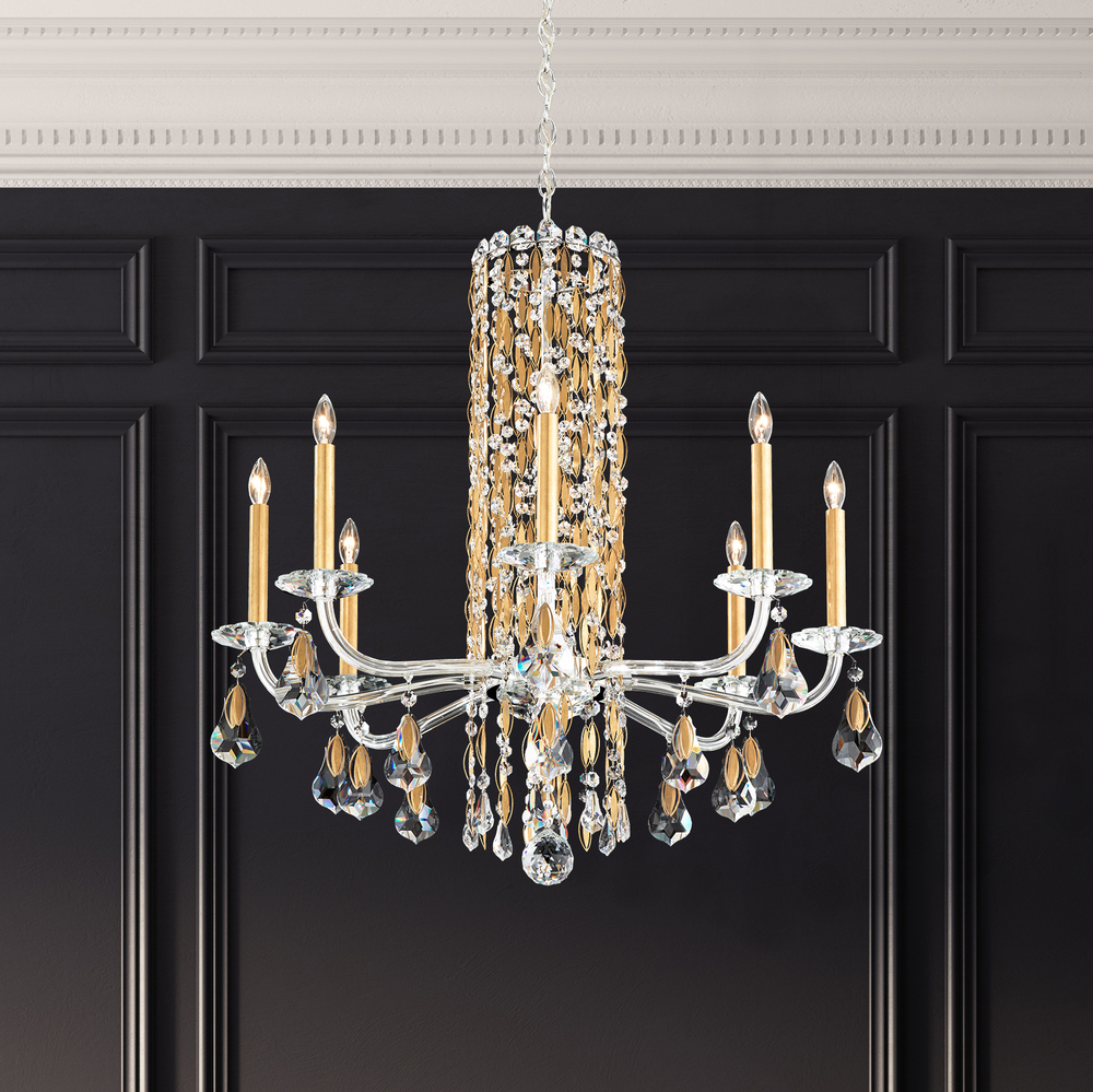 Siena 8 Light 120V Chandelier in Heirloom Gold with Heritage Handcut Crystal