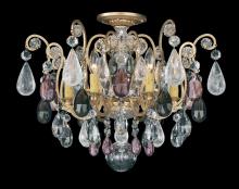 Schonbek 1870 3584-48OS - Renaissance Rock Crystal 6 Light 120V Semi-Flush Mount in Antique Silver with Olivine & Smoke Quar