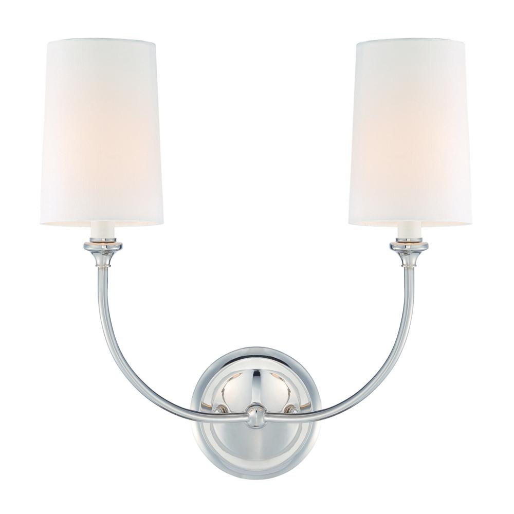 Libby Langdon for Crystorama Sylvan 2 Light Polished Nickel Sconce