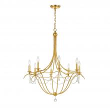 Crystorama 428-GA - Metro 8 Light Crystal Beads Antique Gold Chandelier