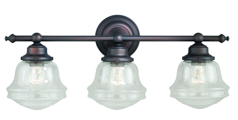 Huntley 3L Vanity Clear Glass Oil Rubbed Bronze