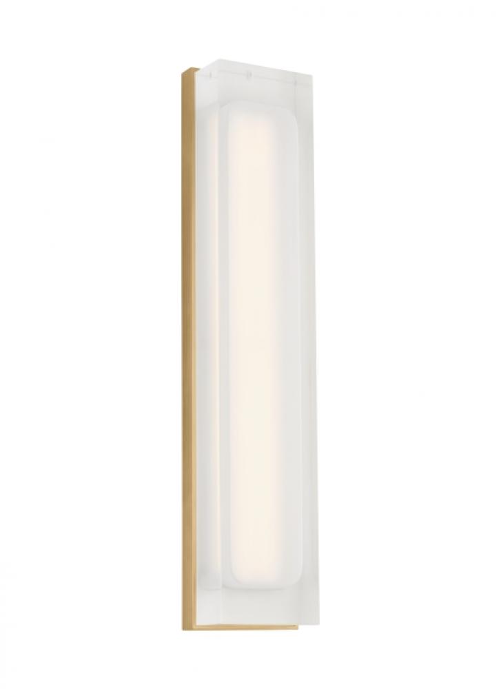 The Milley 20-inch Damp Rated 1-Light Integrated Dimmable LED Wall Sconce in Natural Brass