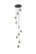 Elegant 3505G11BK - Eren 10 Lights Black Pendant