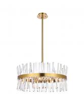 Elegant 6200D25SG - Serephina 25 Inch Crystal Round Pendant Light in Satin Gold