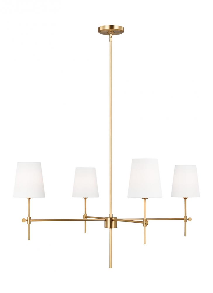 Baker modern 4-light LED indoor dimmable ceiling large chandelier pendant light in satin brass gold