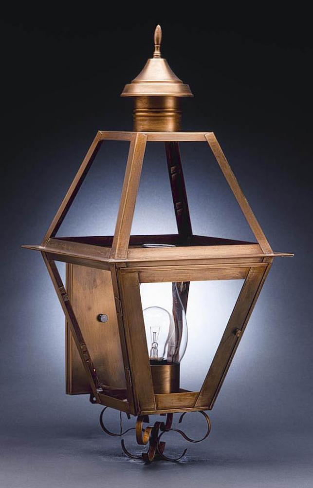 Wall Dark Brass Medium Base Socket With Chimney Frosted Glass