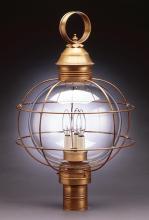 Northeast Lantern 2853-AB-MED-CLR - Caged Round Post Antique Brass Medium Base Socket Clear Glass