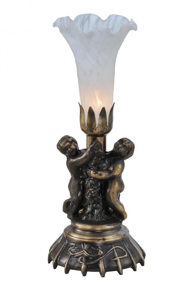 13" High White Tiffany Pond Lily Twin Cherub Accent Lamp