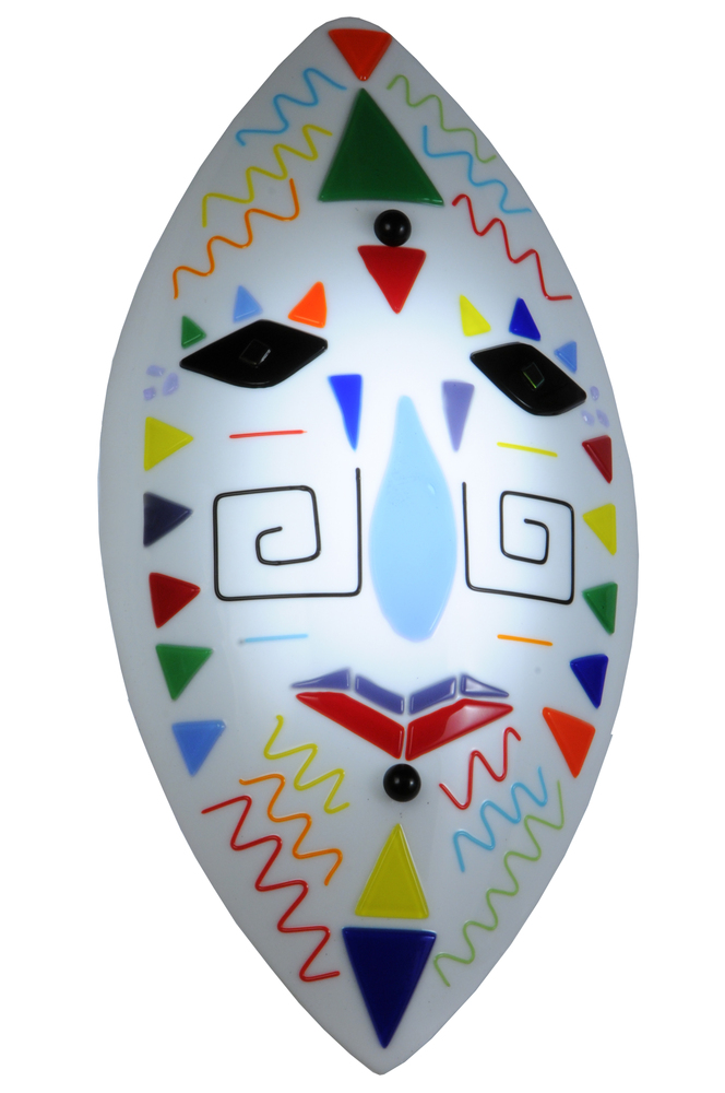 9"W Tribal Mask Fused Glass Wall Sconce