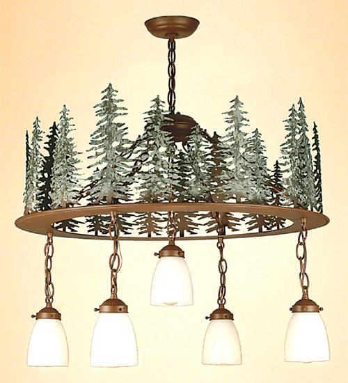 28" Wide Tall Pines 5 Light Chandelier