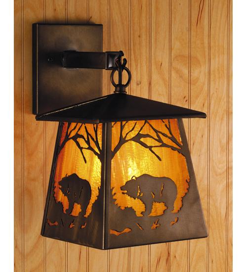 7.5"W Grizzly Bear at Dawn Hanging Wall Sconce