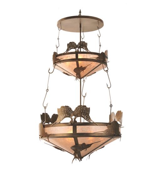 44" Wide Catch of the Day Sailfish Two Tier Inverted Pendant