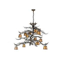 Meyda White 110031 - 52" Wide Pine Branch Valley View 12 Light Chandelier