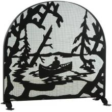 Meyda White 124963 - 35" Wide X 34.5" High Canoe At Lake Arched Fireplace Screen