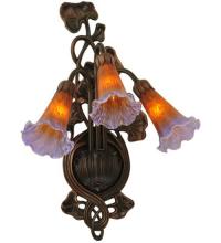 Meyda White 17205 - 10.5"W Amber/Purple Pond Lily 3 LT Wall Sconce