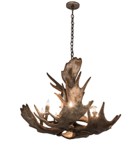 Meyda White 200438 - 33" Wide Antlers Moose 10 Light Chandelier