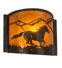 Meyda White 213986 - 12" Wide Running Horses Wall Sconce