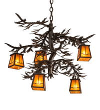 Meyda White 214291 - 29" Wide Pine Branch Valley View 5 Light Chandelier