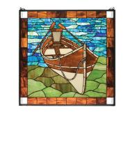 Meyda White 21440 - 26"W X 26"H Beached Guideboat Stained Glass Window