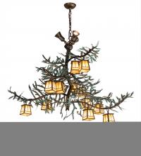 Meyda White 218222 - 52" Long Pine Branch 12 Light W/Uplights Chandelier