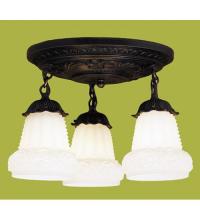 Meyda White 30543 - 12" Wide White Puffy Rose 3 Light Semi-Flushmount