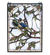 Meyda White 47966 - 14"W X 20"H Lovebirds Stained Glass Window