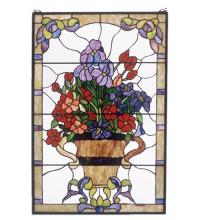 Meyda White 51721 - 24"W X 36"H Floral Arrangement Stained Glass Window