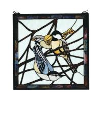 Meyda White 68387 - 18"W X 18"H Backyard Friends Stained Glass Window