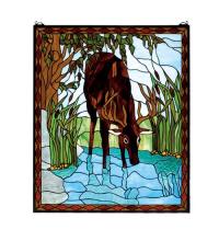 Meyda White 72936 - 25"W X 30"H Deer Stained Glass Window