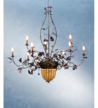 Meyda White 95358 - 63"W Greenbriar Oak 9 Arm Chandelier