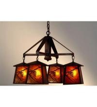 Meyda White 98359 - 28" Wide Whispering Pines 4 LT Chandelier